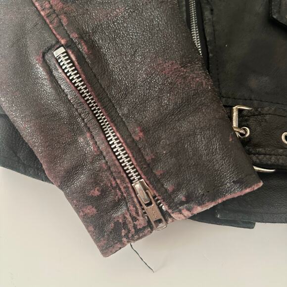 Y2K Wilson Leather Bomber Jacket Harley Patches - Picture 3 of 11